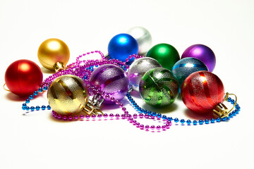 Christmas balls on a white background, new year, christmas toys, holiday, christmas.