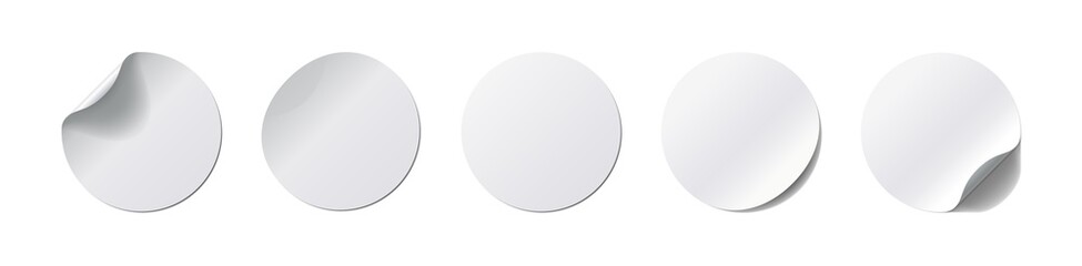 Realistick stickers set. Round label with curved corner and shadow on white background. Vector illustration