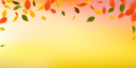 Falling autumn leaves. Red, yellow, green, brown c