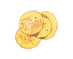 Cracker isolated on white background. Watercolor illustration, food drawing in vintage style