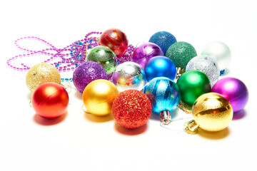 Christmas balls on a white background, new year, christmas toys, holiday, christmas.