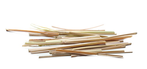 Straw, thatch pile isolated on white background