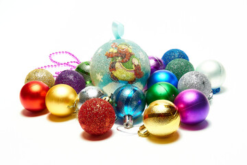 Fototapeta na wymiar Christmas balls on a white background, new year, christmas toys, holiday, christmas.