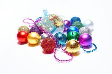 Christmas balls on a white background, new year, christmas toys, holiday, christmas.