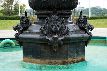 lion heads on the fountain of the Nizhny Novgorod Fair