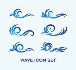 Set of natural wave icon with different style.