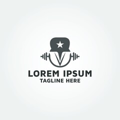 Letter V and Fitness Vector logo design idea