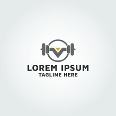 Letter V and physical fitness Vector logo design idea