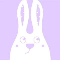 Funny abstract sad rabbit. Pensive and melancholy bunny. Cartoon animal for kids.