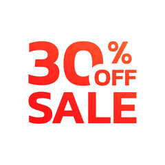 30 percent price off icon, label or tag. Sale banner. Discount badge or sticker design. Vector illustration.
