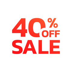 40 percent price off icon, label or tag. Sale banner. Discount badge or sticker design. Vector illustration.