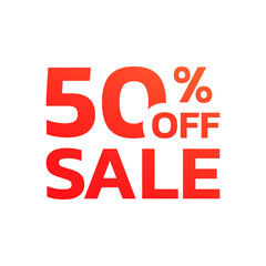 50 percent price off icon, label or tag. Sale banner. Discount badge or sticker design. Vector illustration.