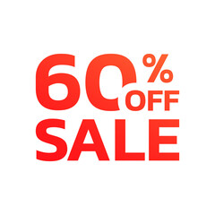 60 percent price off icon, label or tag. Sale banner. Discount badge or sticker design. Vector illustration.