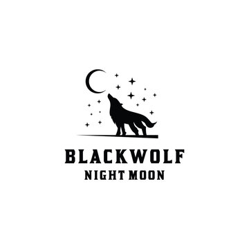 Black Wolf animal Logo design Vector