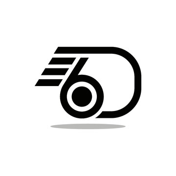 6D alphabet logo design and black vector in white background