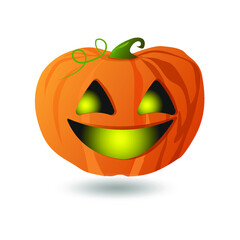 Pumpkin for Halloween with scary smile face. Carved pumpkin