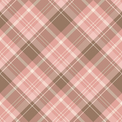 Seamless pattern in brown and discreet pink colors for plaid, fabric, textile, clothes, tablecloth and other things. Vector image. 2