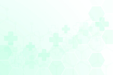 Abstract healthy and medical background. Technology and science wallpaper template with hexagonal shape. Soft blue color medical banner template with space for text. Business vector illustration.