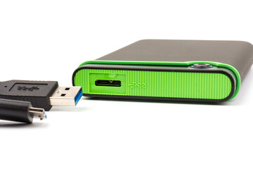 external hard drive for backup on a white background