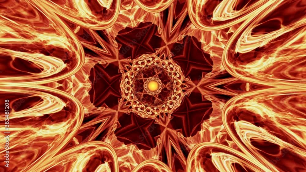 Poster abstract shining mandala loop. animation of an abstract shining and looping fantasy fire celtic knot