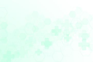 Abstract healthy and medical background. Technology and science wallpaper template with hexagonal shape. Soft blue color medical banner template with space for text. Business vector illustration.