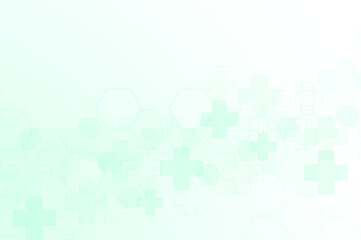 Abstract healthy and medical background. Technology and science wallpaper template with hexagonal shape. Soft blue color medical banner template with space for text. Business vector illustration.