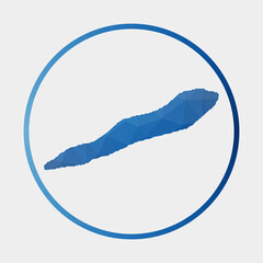 Cayman Brac icon. Polygonal map of the island in gradient ring. Round low poly Cayman Brac sign. Vector illustration.