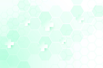 Abstract healthy and medical background. Technology and science wallpaper template with hexagonal shape. Soft blue color medical banner template with space for text. Business vector illustration.