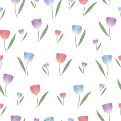 Tulip seamless pattern Flower background Colorful designs used for prints, fashions, wallpapers, fabrics, textiles.