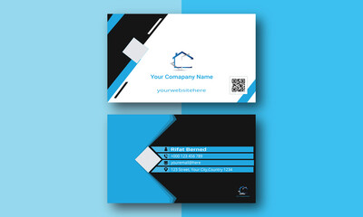 Modern Realstate Visiting Card Template. Mosaic Blue Business Card Layout.