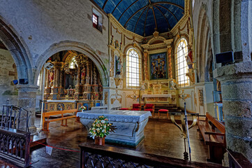 Fototapeta na wymiar Enclos Paroissial de Commana, L'église Saint-Derrien, Armorique, Finistère, Bretagne, France