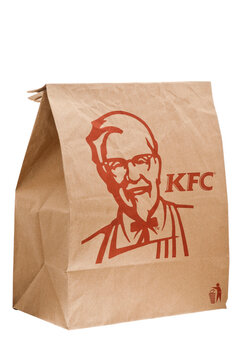 Kentucky Fried Chicken Or KFC Meal Bag To Take Away To Take Away On A White Background - 30 July 2011