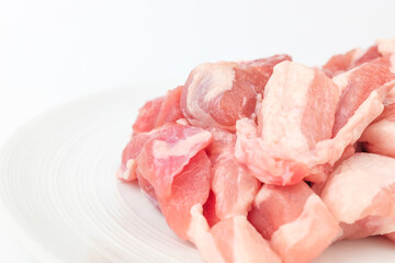 Pork belly on white background