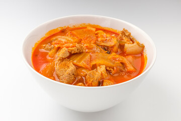 Kimchi stew on white background