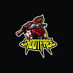 Riffle character Esport logo mascot illustration
