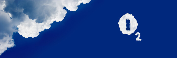 Oxygen formula cloud against blue sky