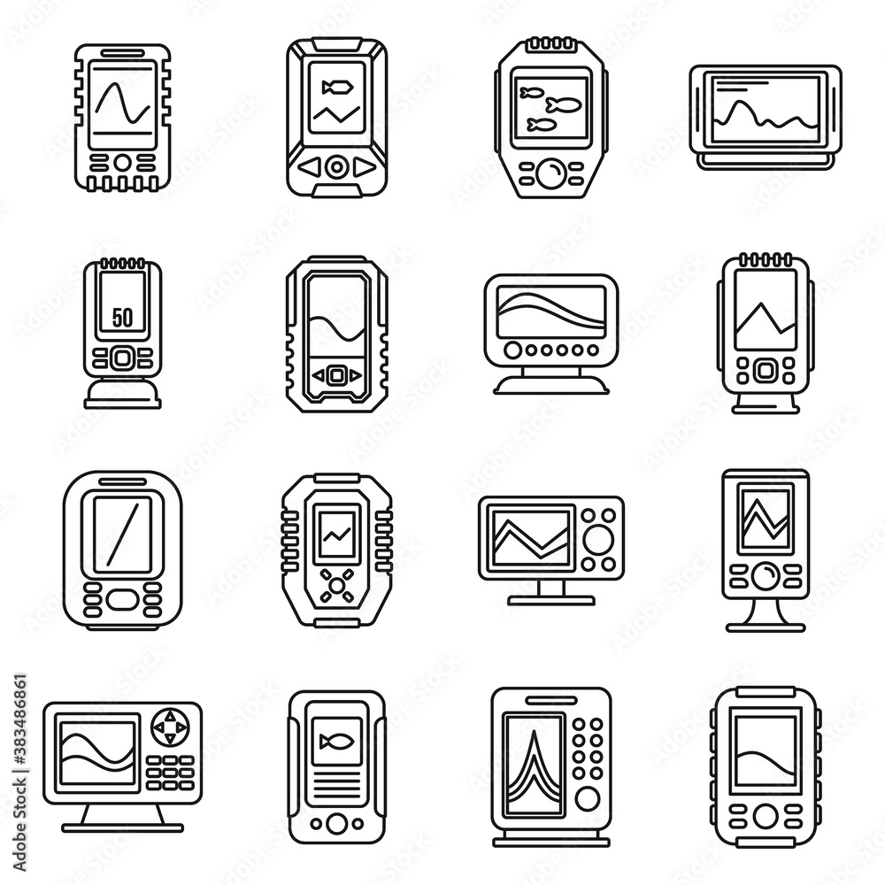 Poster name icons set. outline set of name vector icons for web design isolated on white background