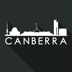 Canberra Australia Oceania Flat Icon Skyline Silhouette Design City Vector Art Famous Buildings.