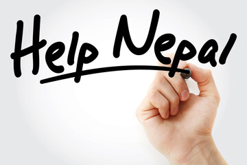 Help Nepal text with marker, business concept background