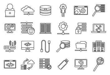 Company it administrator icons set. Outline set of company it administrator vector icons for web design isolated on white background