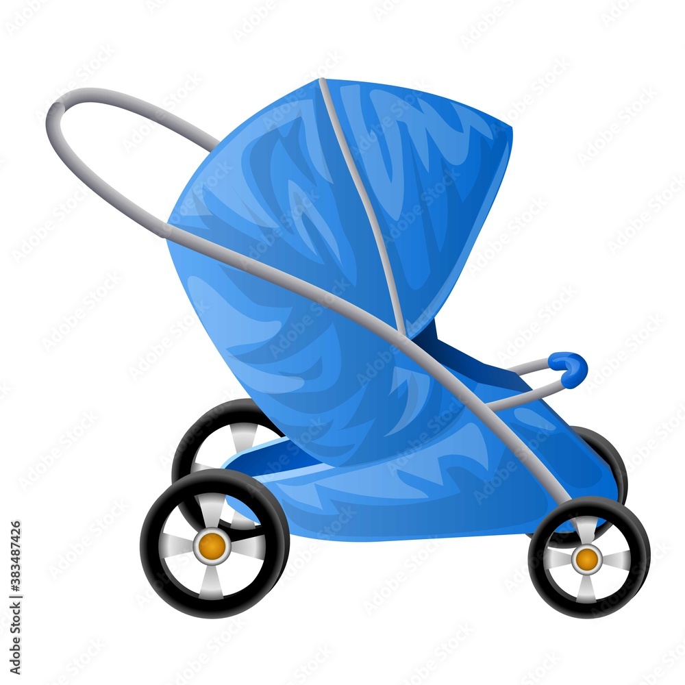 Poster pram icon. cartoon of pram vector icon for web design isolated on white background