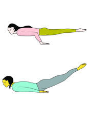 woman doing yogasan. it strengthens mind & body. it keeps body physically fit.