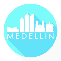 Medellin Colombia Flat Icon Skyline Silhouette Design City Vector Art Logo.