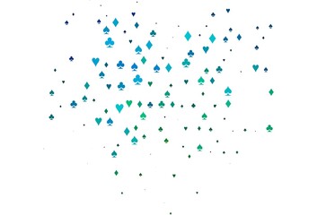Light Blue, Green vector pattern with symbol of cards.