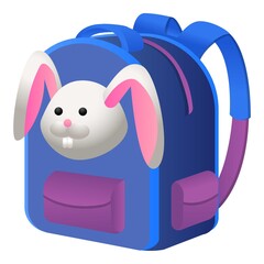 Bunny school backpack icon. Cartoon of bunny school backpack vector icon for web design isolated on white background