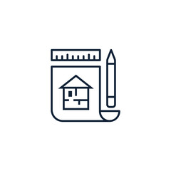 Interior design icon. Blueprint symbol modern, simple, vector, icon for website design, mobile app, ui. Vector Illustration