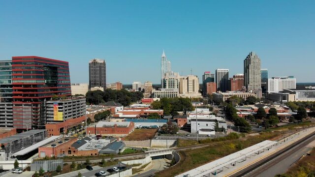 Drone shot of Raleigh North Carolina downtown