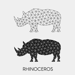 Geometric linear rhino. Abstract polygonal african animal. Vector illustration.