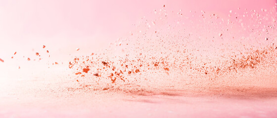 Splash of Natural Make up Tints on pink Background - obrazy, fototapety, plakaty