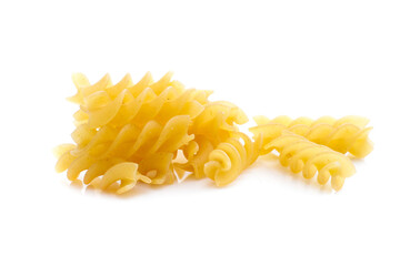 heap of pasta on white background